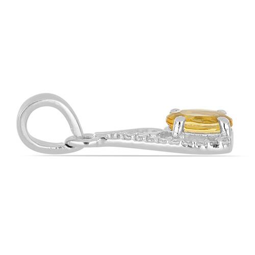 REAL CITRINE GEMSTONE CLASSIC PENDANT IN 925 SILVER